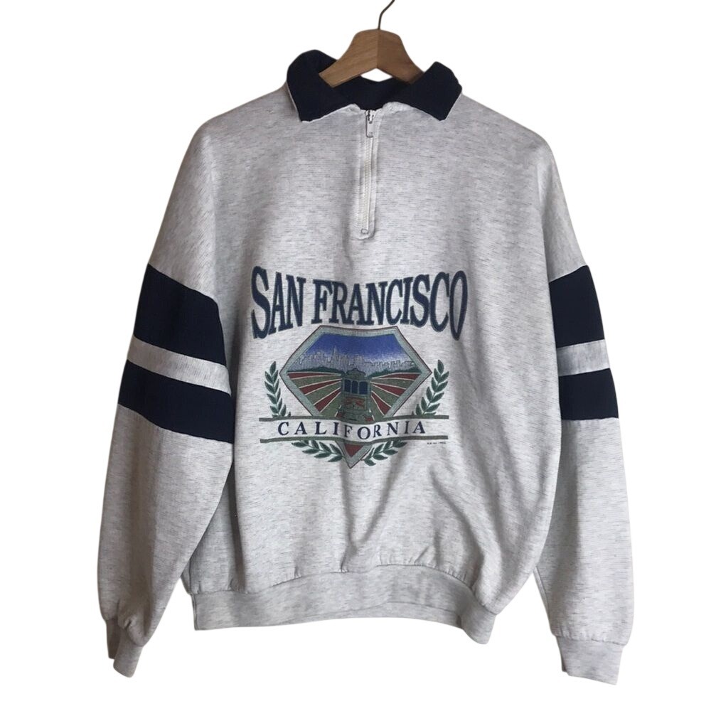 Andy's‎ Men's Vintage 1995 San Francisco Quarter Zip Sweatshirt XL 90s retro